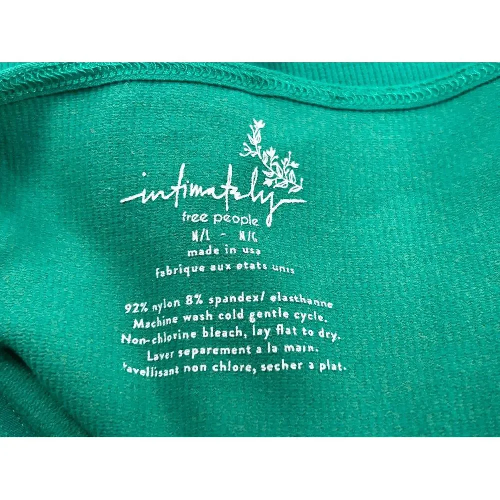 Free People Intimately Cami Tank Top Sleeveless V-Neck Ribbed Knit Green‎ M/L
